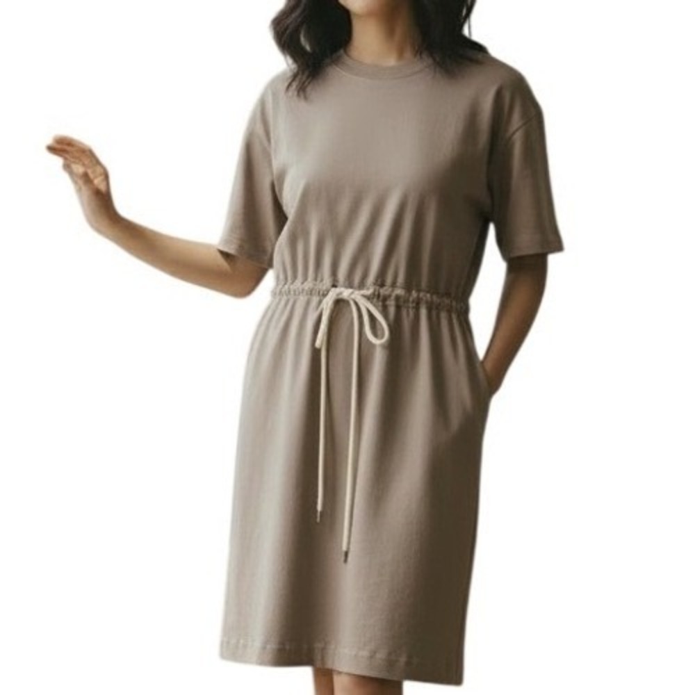 Everlane Oversize Cotton Drawstring Waist T-Shirt Dress Small Minimalist Casual
